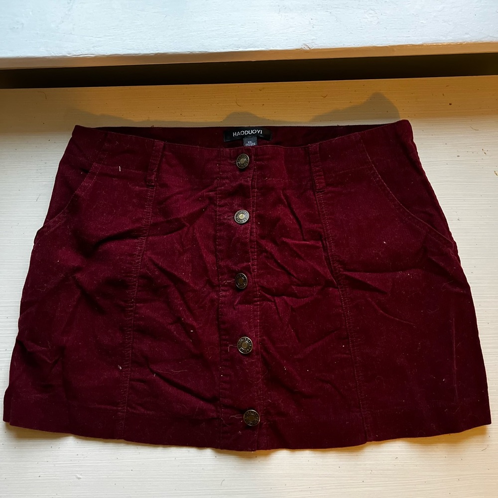 Red Corduroy Skirt